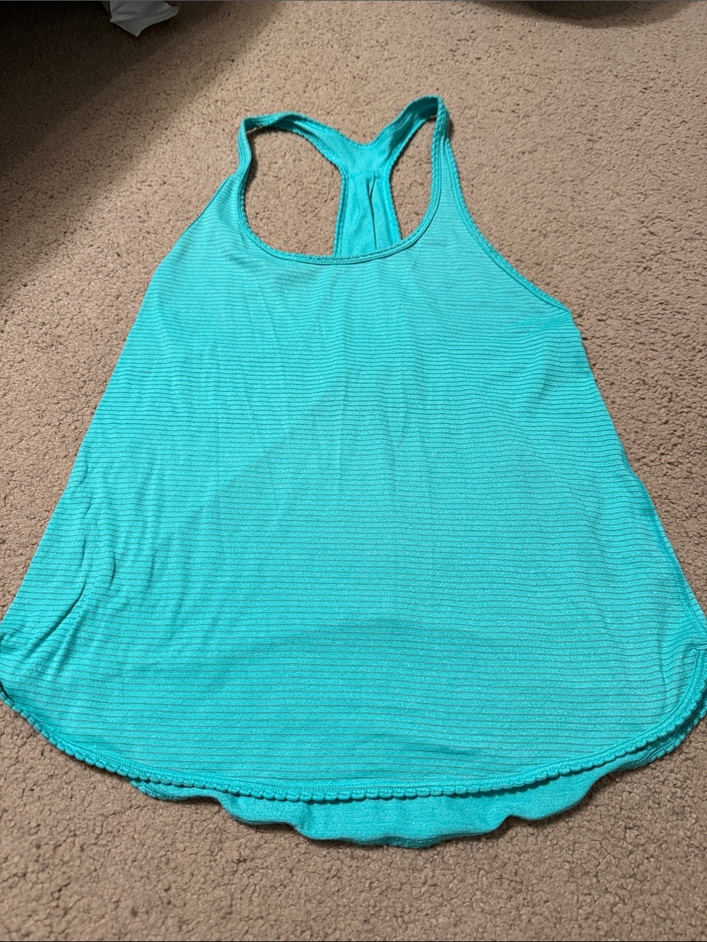 Women’s Racerback Tank Top - Teal with thin gray stripes